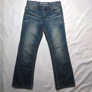 RING OF FIRE mens JEANS blue BOOTCUT zippers EMBROIDERED SIZE 34X30